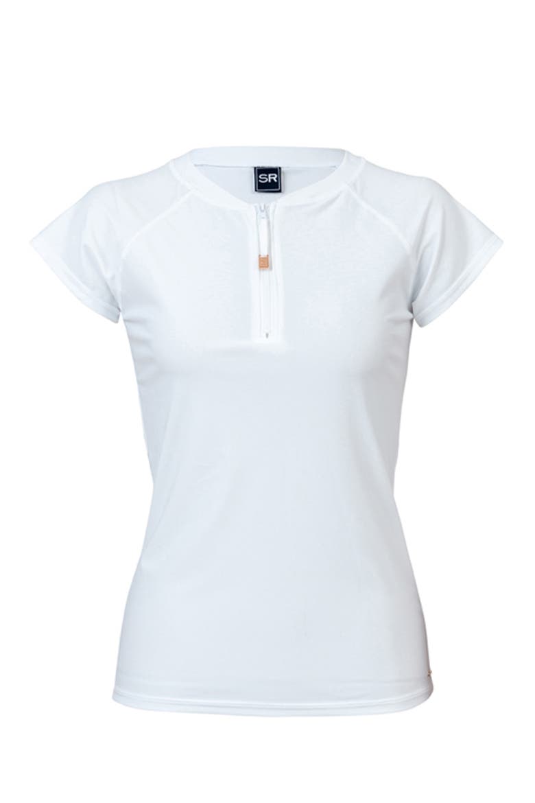1/2 Zip Short Sleeve Rash Top, Main, color, White