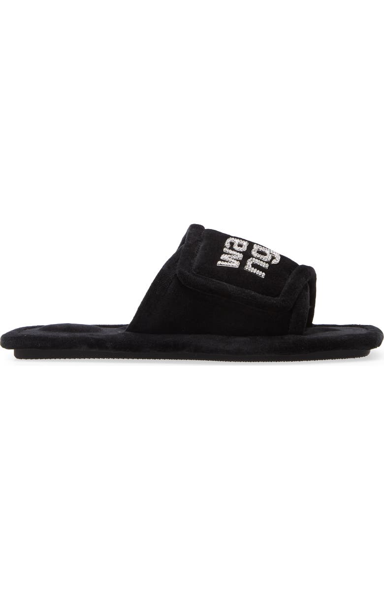 Alexander Wang Lana Crystal Logo Slide Slipper, Alternate, color,