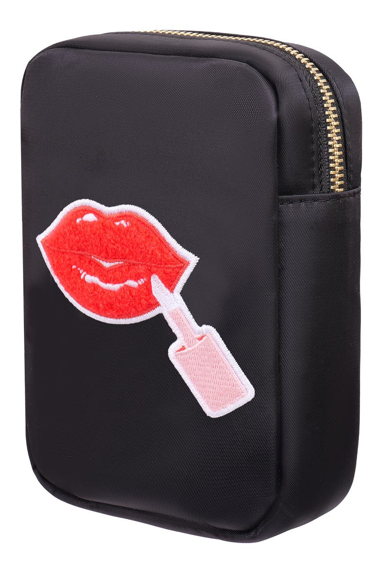 Mini Lipgloss Cosmetics Bag, Alternate, color, BLACK