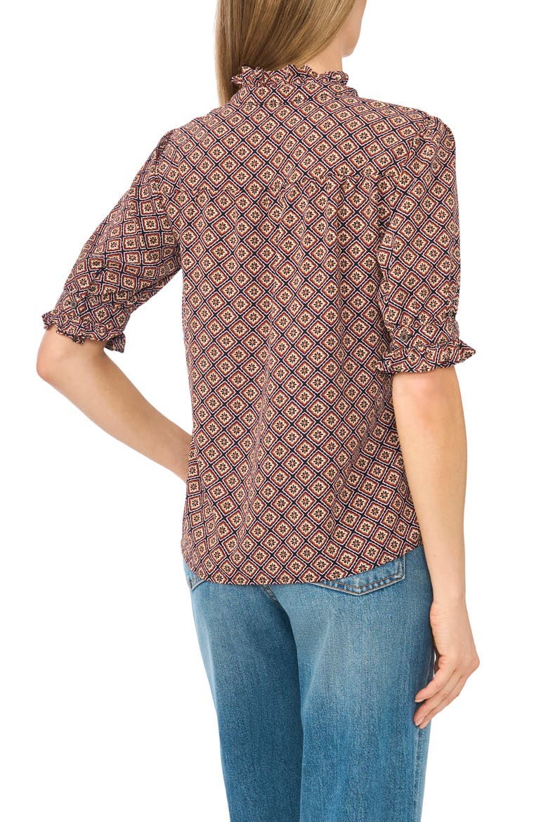 Ruffle Neck Button Front Shirt, Alternate, color, HAZEL