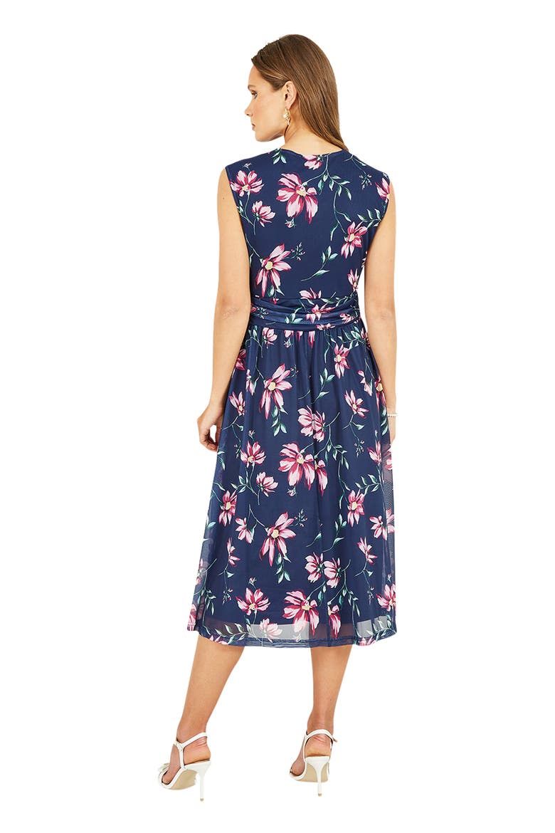 Mesh Stretch Midi Dress, Alternate, color, Navy