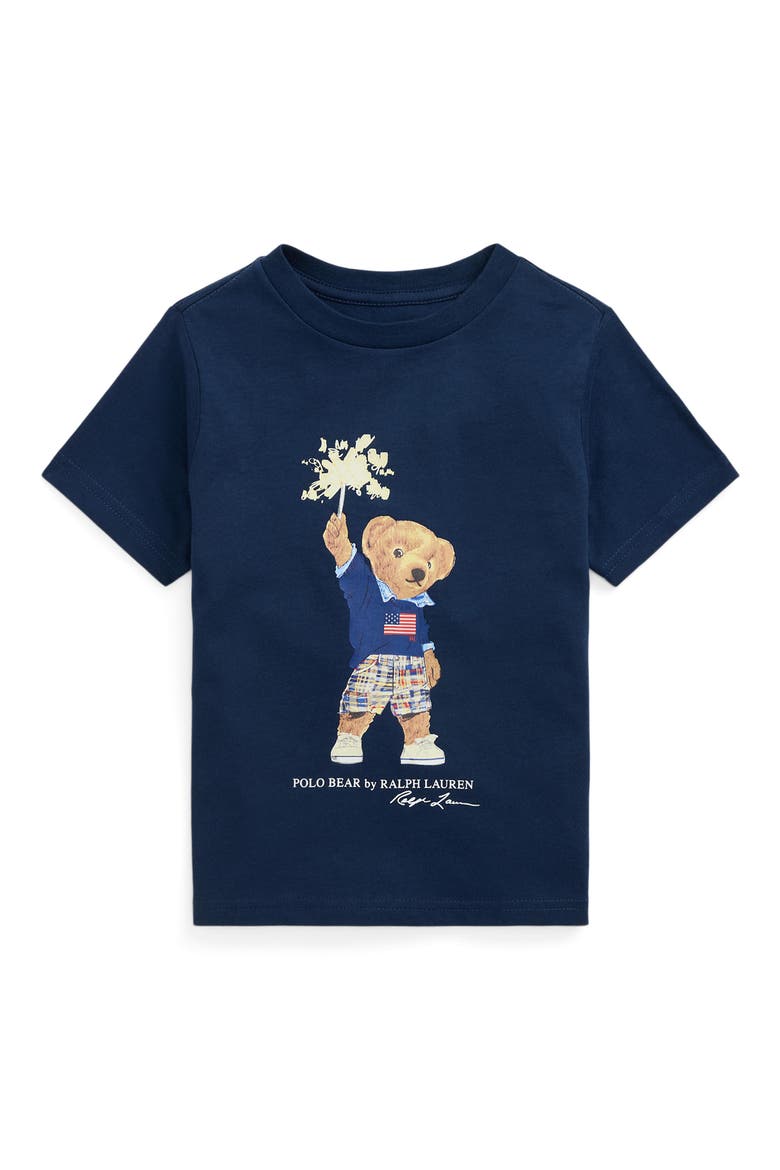 Kids' Polo Bear Cotton Jersey Tee, Main, color, NAVY