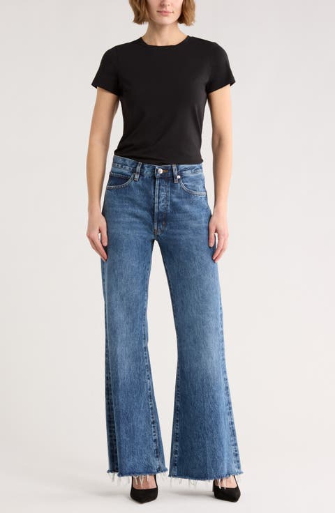 The Lax Frayed High Waist Flare Jeans (Alderton Raw Fray)