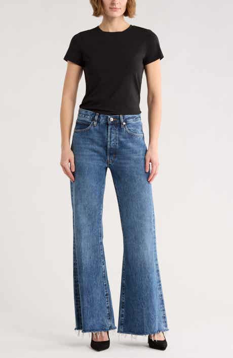 FRAME The Lax Frayed High Waist Flare Jeans