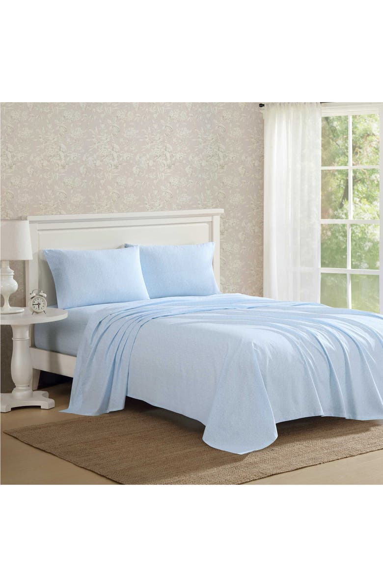 Laura Ashley Maeve Floral 200 Thread Count Cotton Percale Sheet Set, Alternate, color, Light / Medium Blue