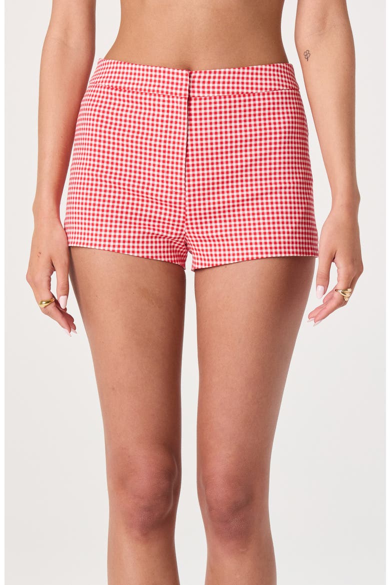 Valerie Gingham Stretch Cotton Micro Shorts, Alternate, color, RED GINGHAM