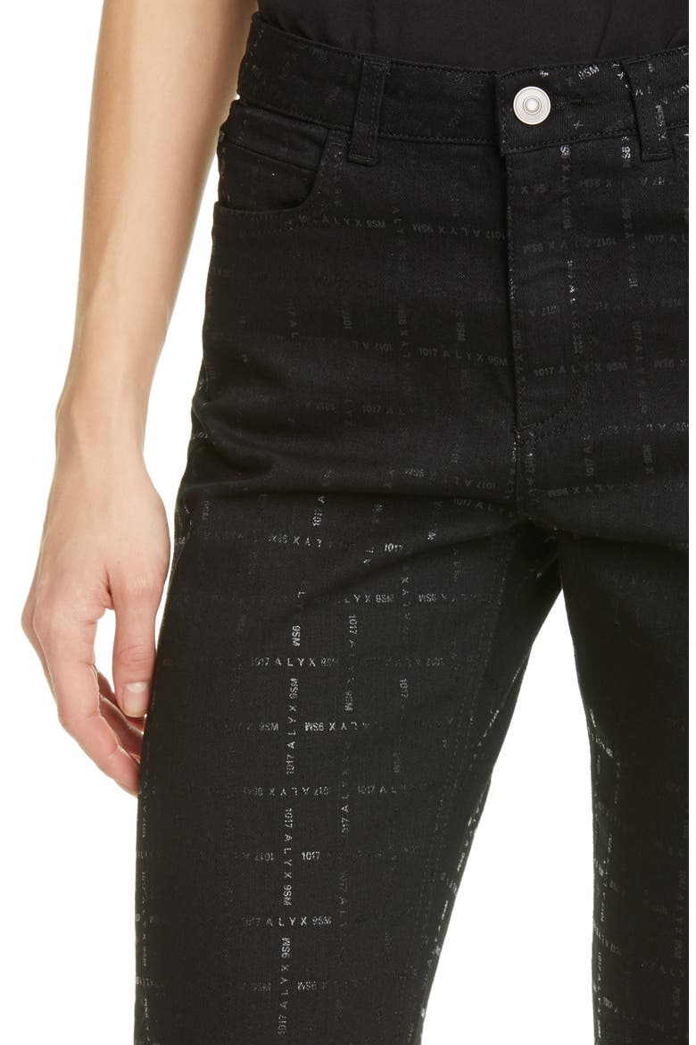 Logo Print High Waist Skinny Jeans, Alternate, color, BLACK