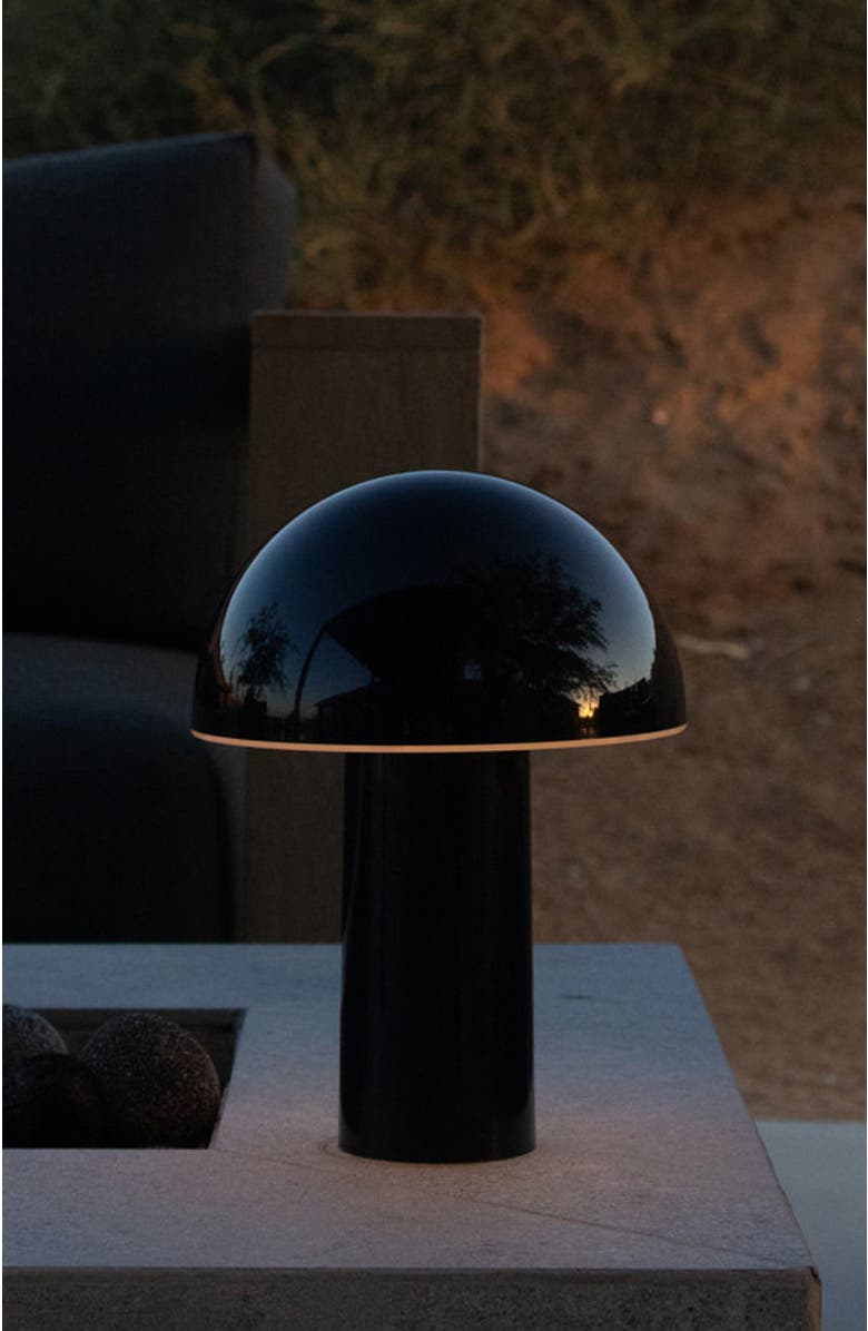 Brightech Celia 10" Portable Touch-Controlled Outdoor Patio Mushroom Table Lamp, Alternate, color, Black