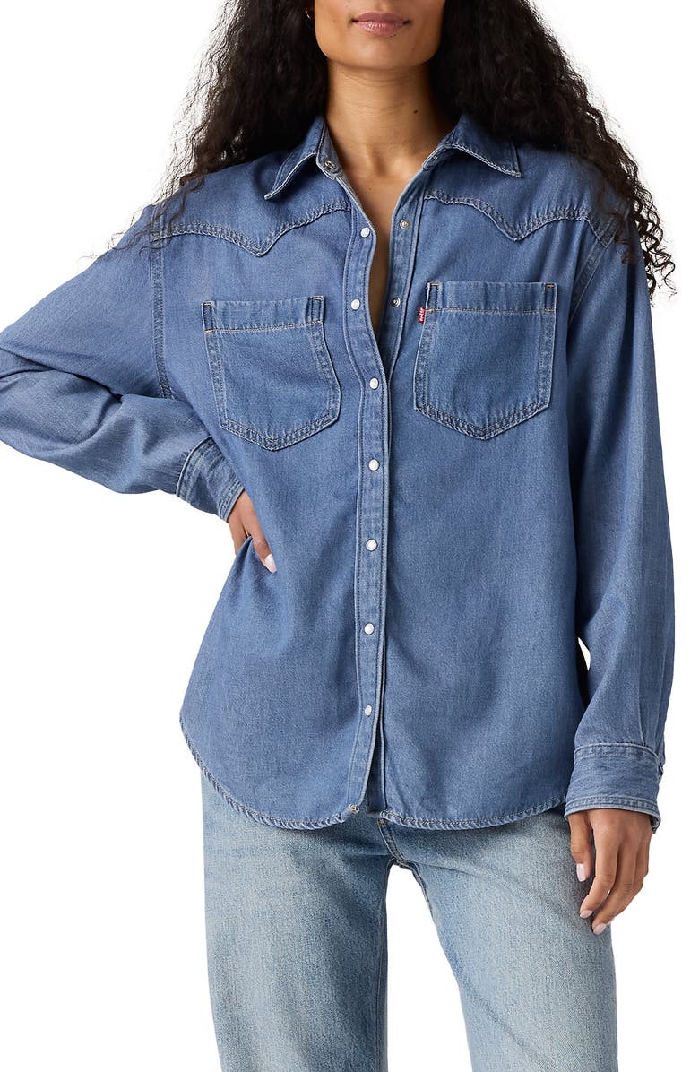 Levi's<sup>®</sup> Teodora Western Snap-Up Denim Shirt, Main, color, Going Steady 7