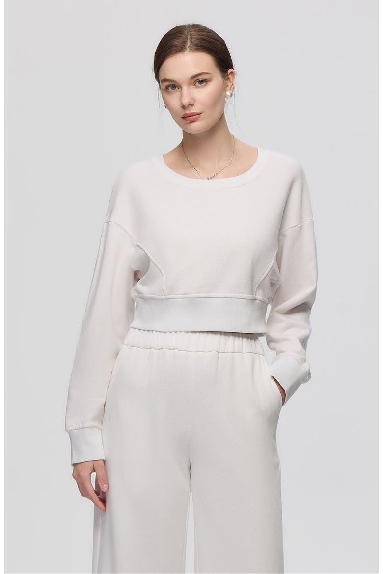 Hemp Essentials Fleece Cropped Sweater, Main, color, white