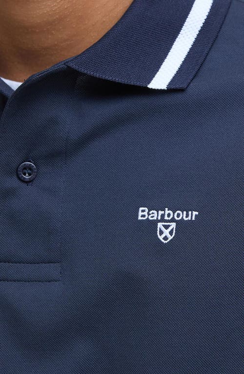 Shop Barbour Ferrybridge Lightweight Tipped Cotton Piqué Polo In Navy