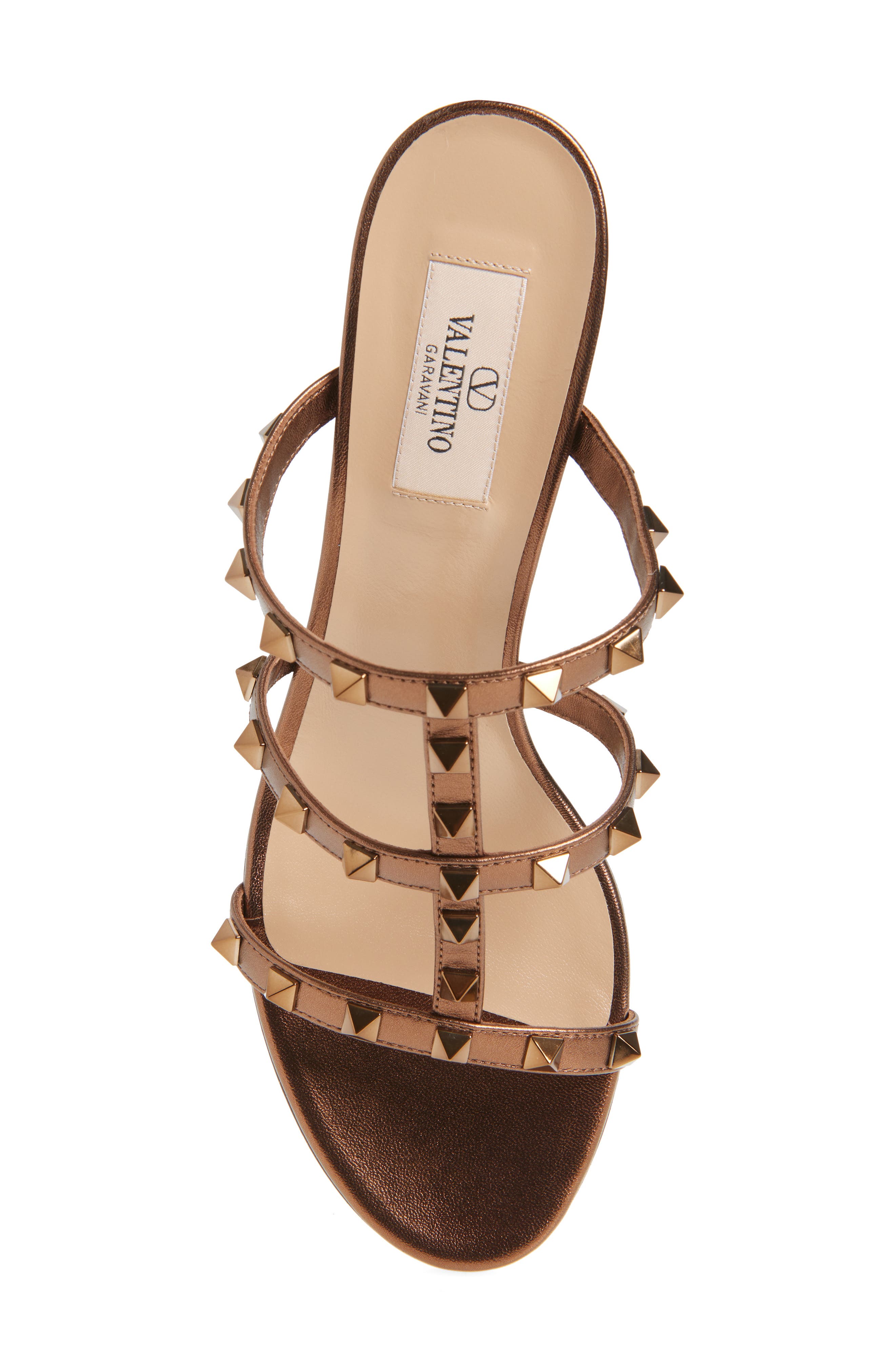 Valentino Garavani Rockstud Slide Sandal, Alternate, color, Bronze