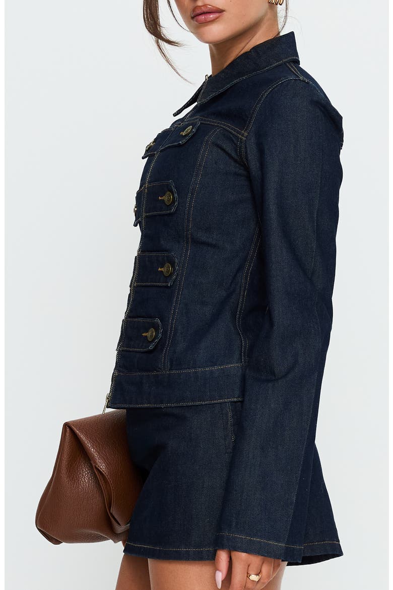 Cristen Cadet Denim Jacket, Alternate, color, INDIGO
