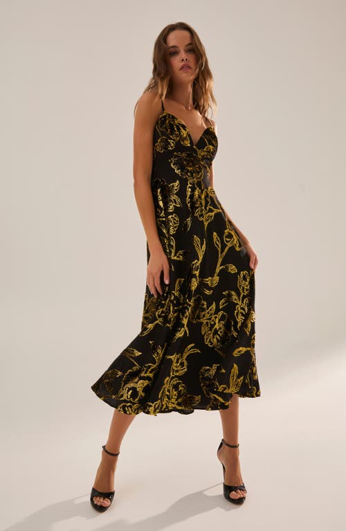 Helsi Edith Metallic Floral Gown In Brown