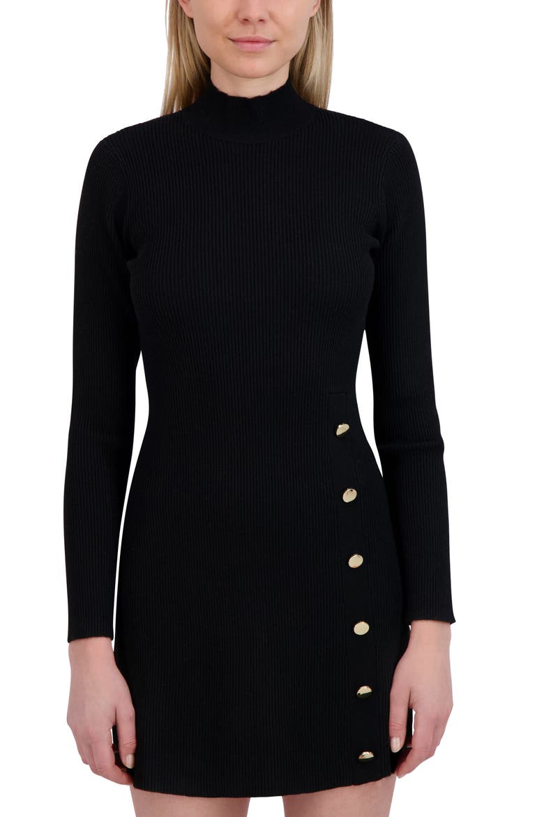 Layla Long Sleeve Sweater Dress, Alternate, color, BLACK ONYX