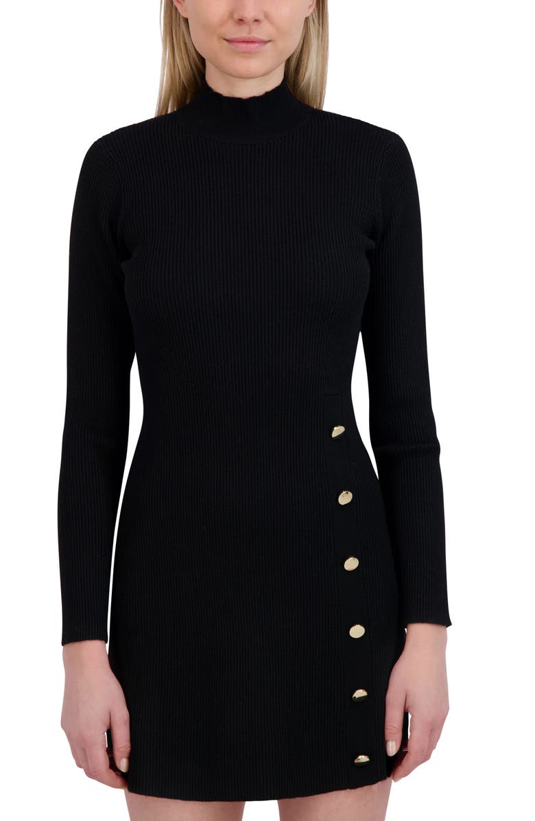 Laundry by Shelli Segal Layla Long Sleeve Sweater Dress, Alternate, color, Black Onyx