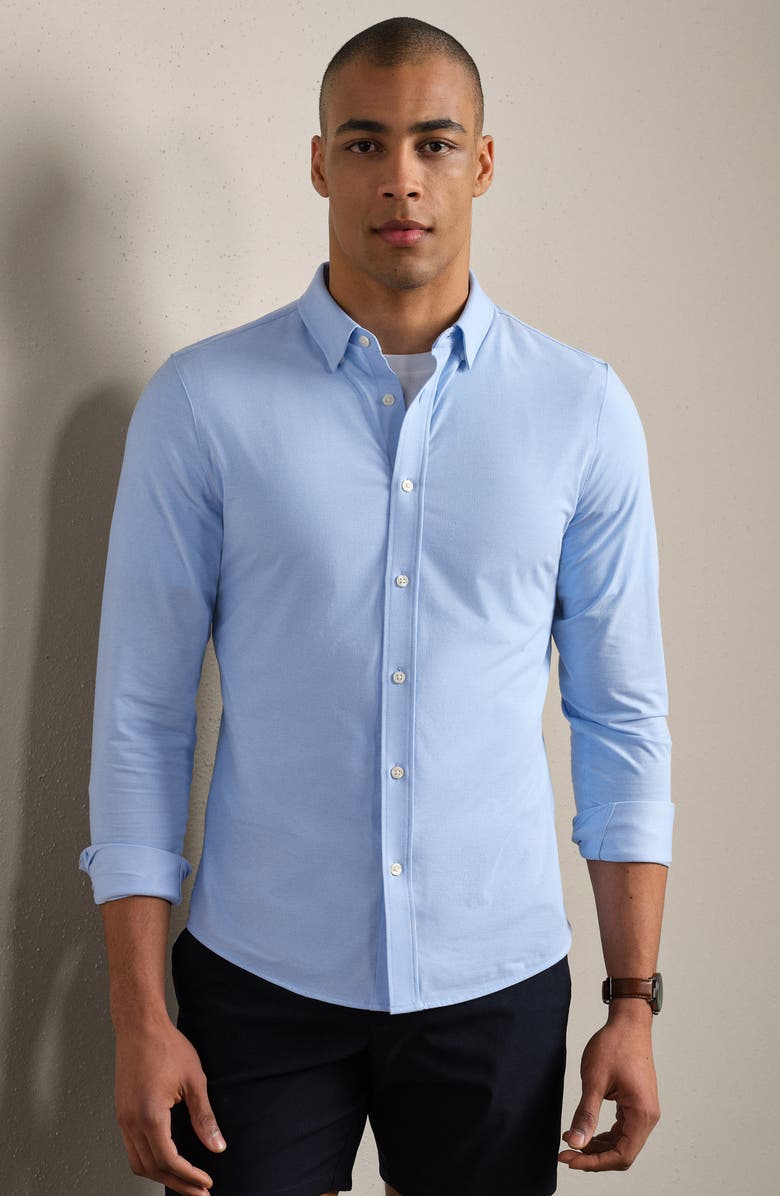 Rhone Commuter Pro Performance Long Sleeve Button Up Shirt, Alternate, color, Light Blue Oxford