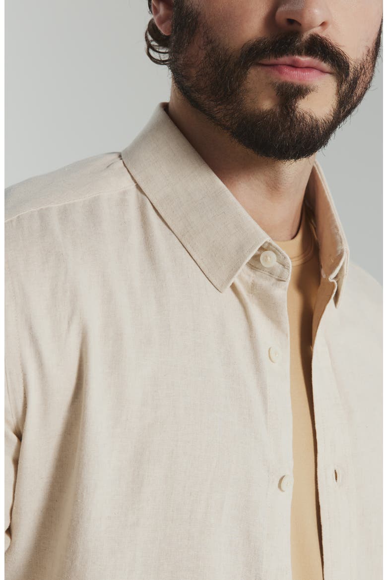 Oasis Linen Blend Button-Up Shirt, Alternate, color, SAND