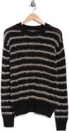 Renee C Striped Fuzzy Crewneck Sweater