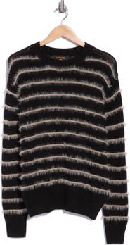 Renee C Striped Fuzzy Crewneck Sweater