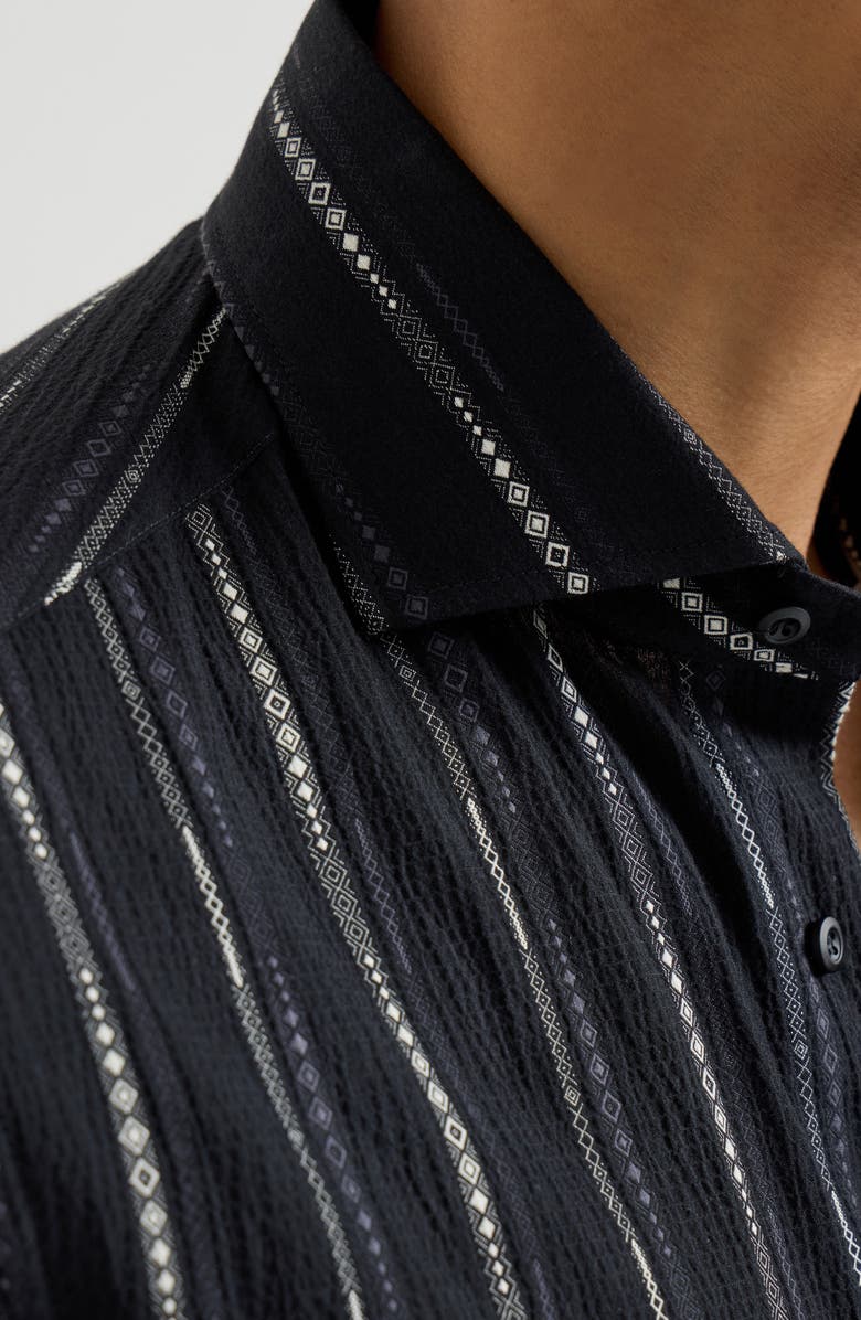 Brunello Cucinelli Seersucker shirt, Alternate, color, Black