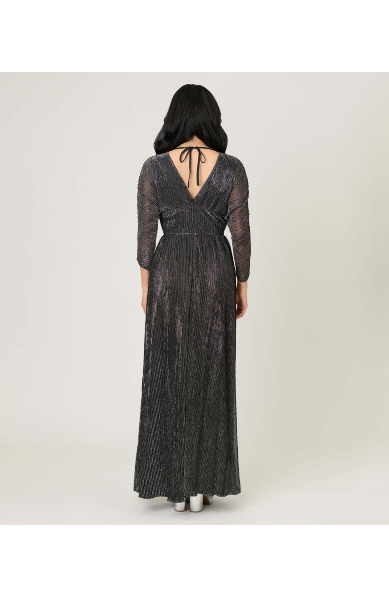 Smak Parlour Faux Wrap Maxi Dress, Alternate, color, Black & Silver Shimer