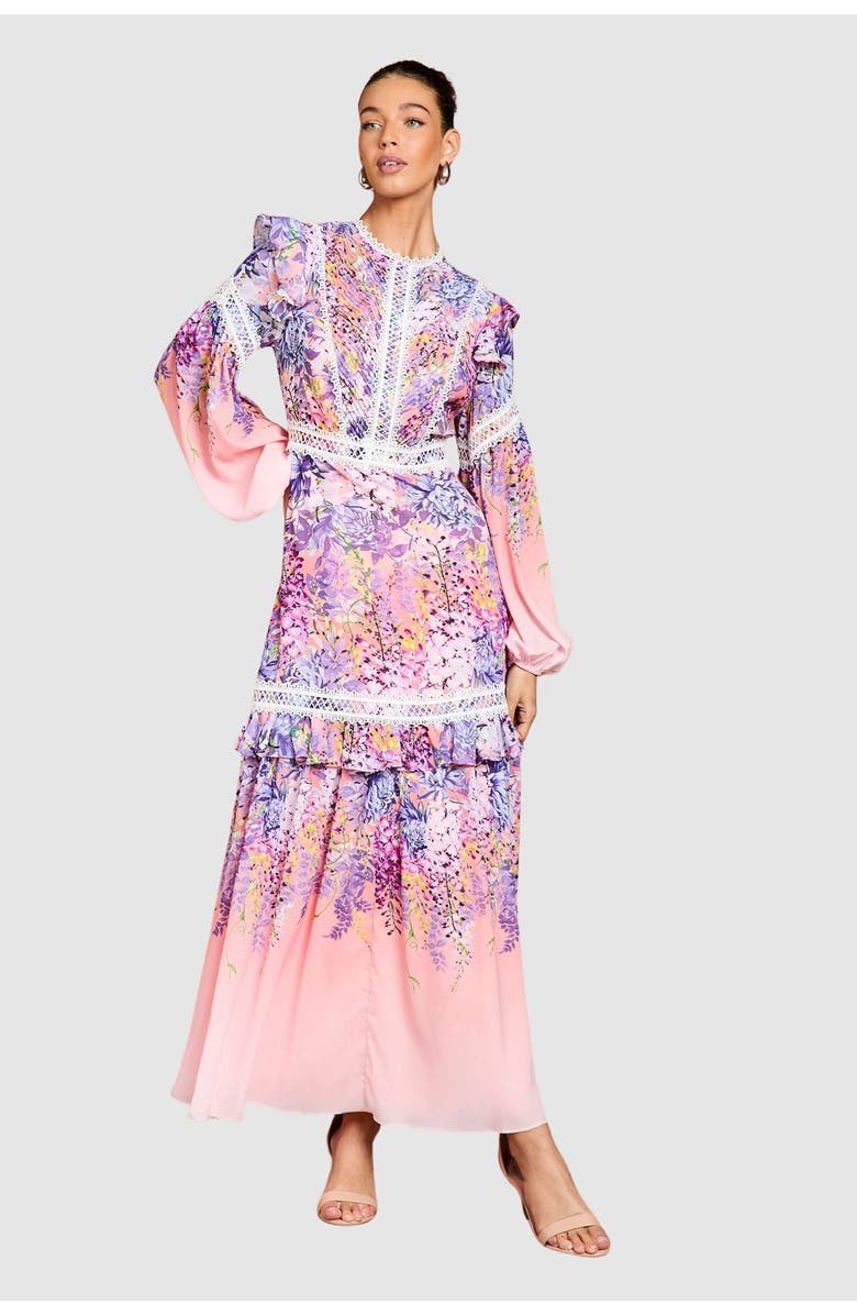 Coast Lace Frill Detail Maxi Dress, Main, color, Pink