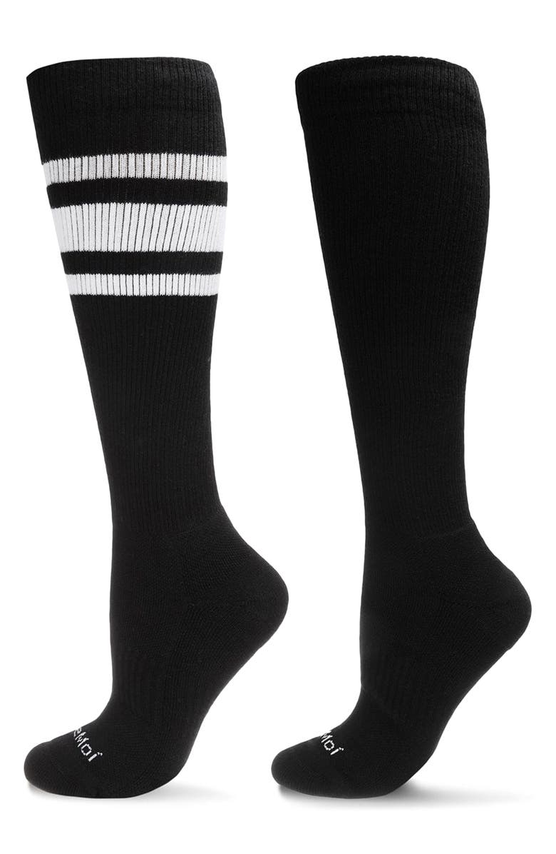 MeMoi Assorted 2-Pack Knee High Compression Socks, Main, color, Black