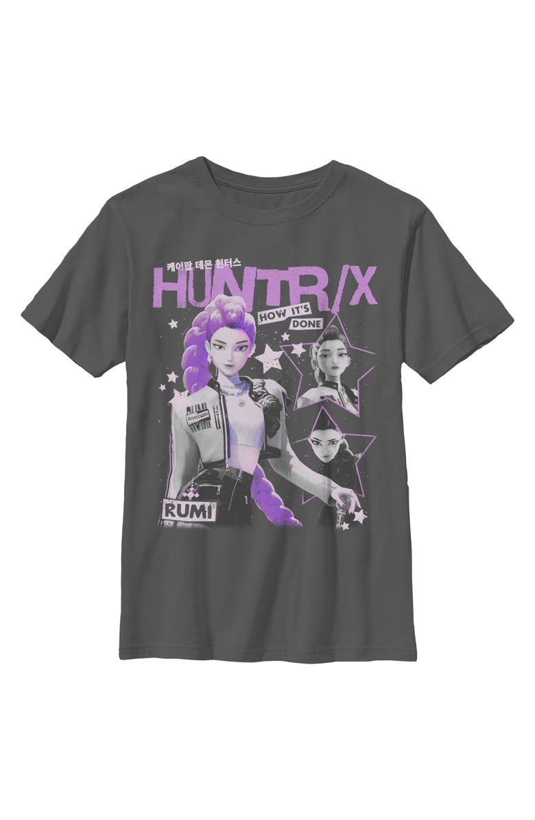 KPop Demon Hunters Boy's KPop Demon Hunters Pop Star Huntrix Rumi Graphic T-Shirt, Main, color, Charcoal