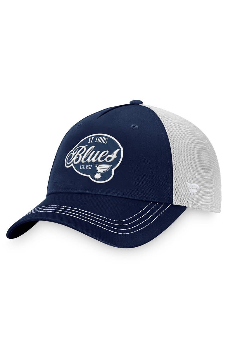Women's Fanatics Branded Navy/White St. Louis Blues Fundamental Trucker Adjustable Hat, Main, color, Navy