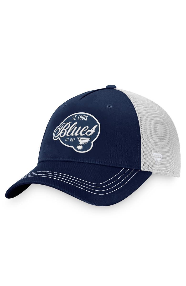 FANATICS Women's Fanatics Branded Navy/White St. Louis Blues Fundamental Trucker Adjustable Hat, Main, color, Navy