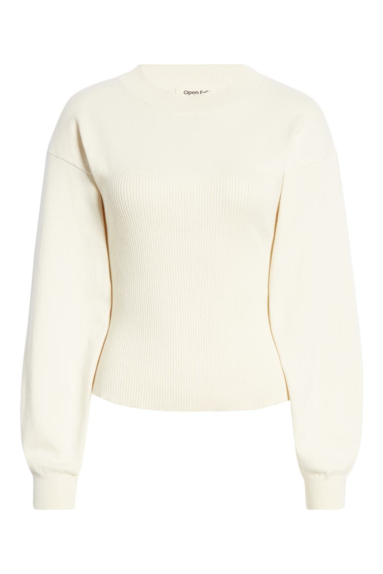 Corset Detail Cotton Blend Sweater, Alternate, color, IVORY DOVE