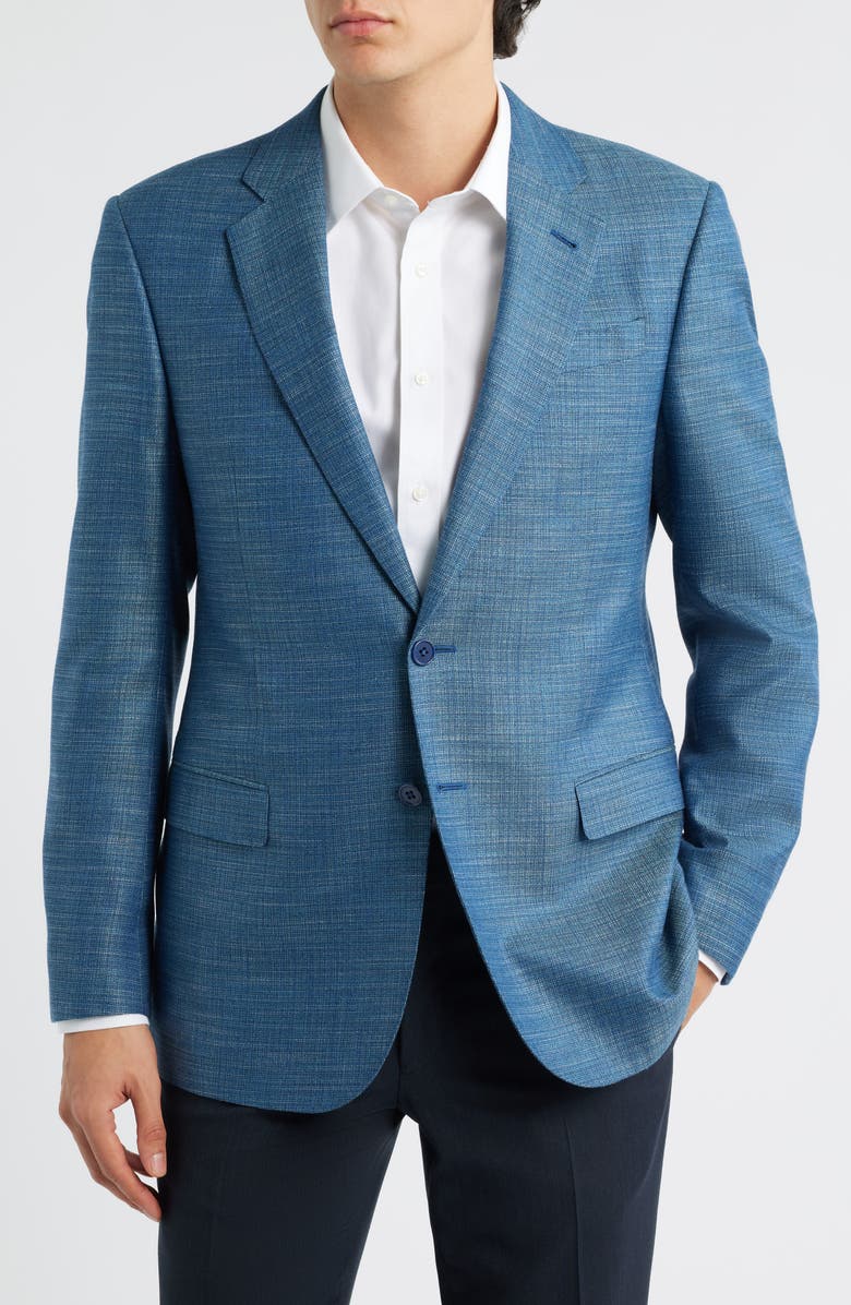 Emporio Armani Slub Teal Sport Coat, Main, color, Teal
