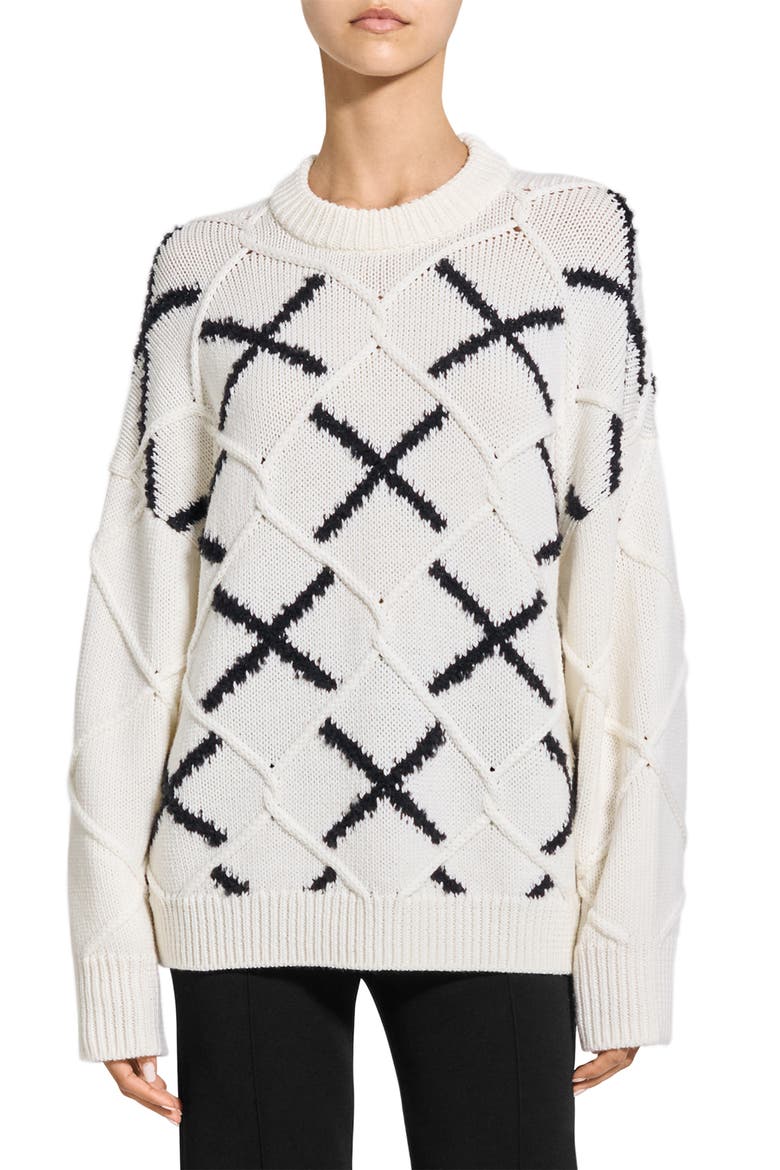 Merino Wool Argyle Sweater, Main, color, WHITE MULTI