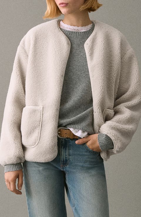 Textured Fleece Snap-Up Jacket