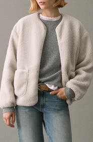 MANGO TEEN Textured Fleece Snap-Up Jacket