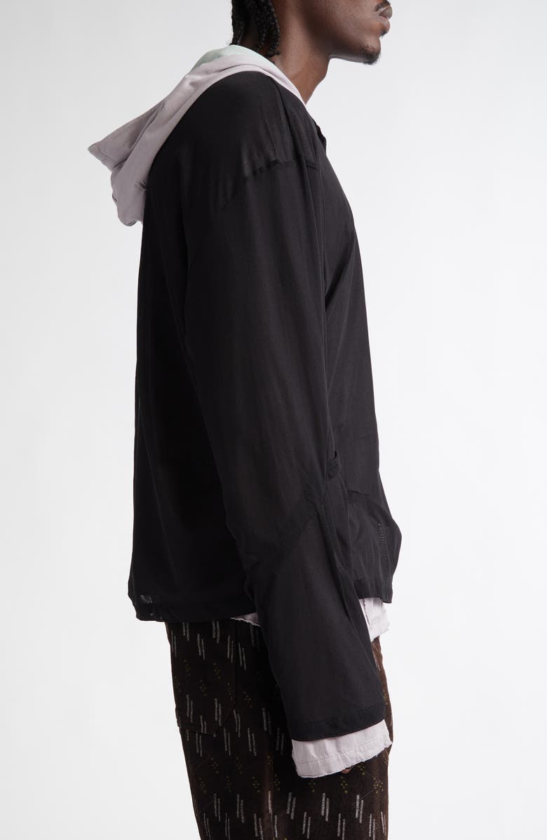 KIKO KOSTADINOV Knox Mesh Overlay Cotton Hoodie | Nordstrom