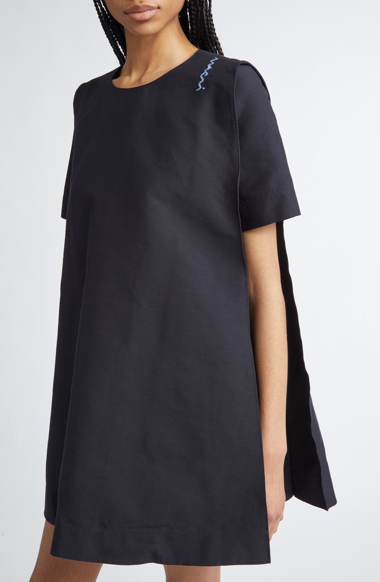 Marni Short Sleeve Cotton Cady A-Line Dress, Alternate, color, Black