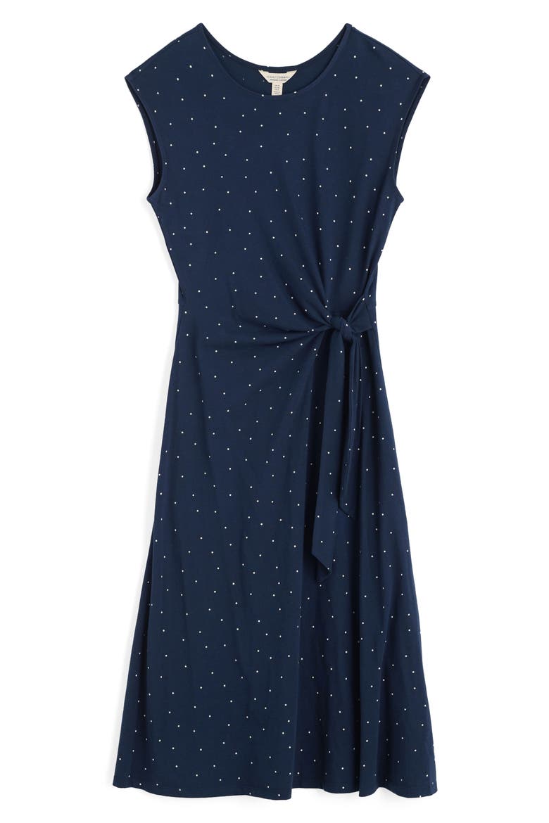 Fettling Tie Waist Jersey Midi Dress, Alternate, color, DOTTY SPECKLE MARITIME