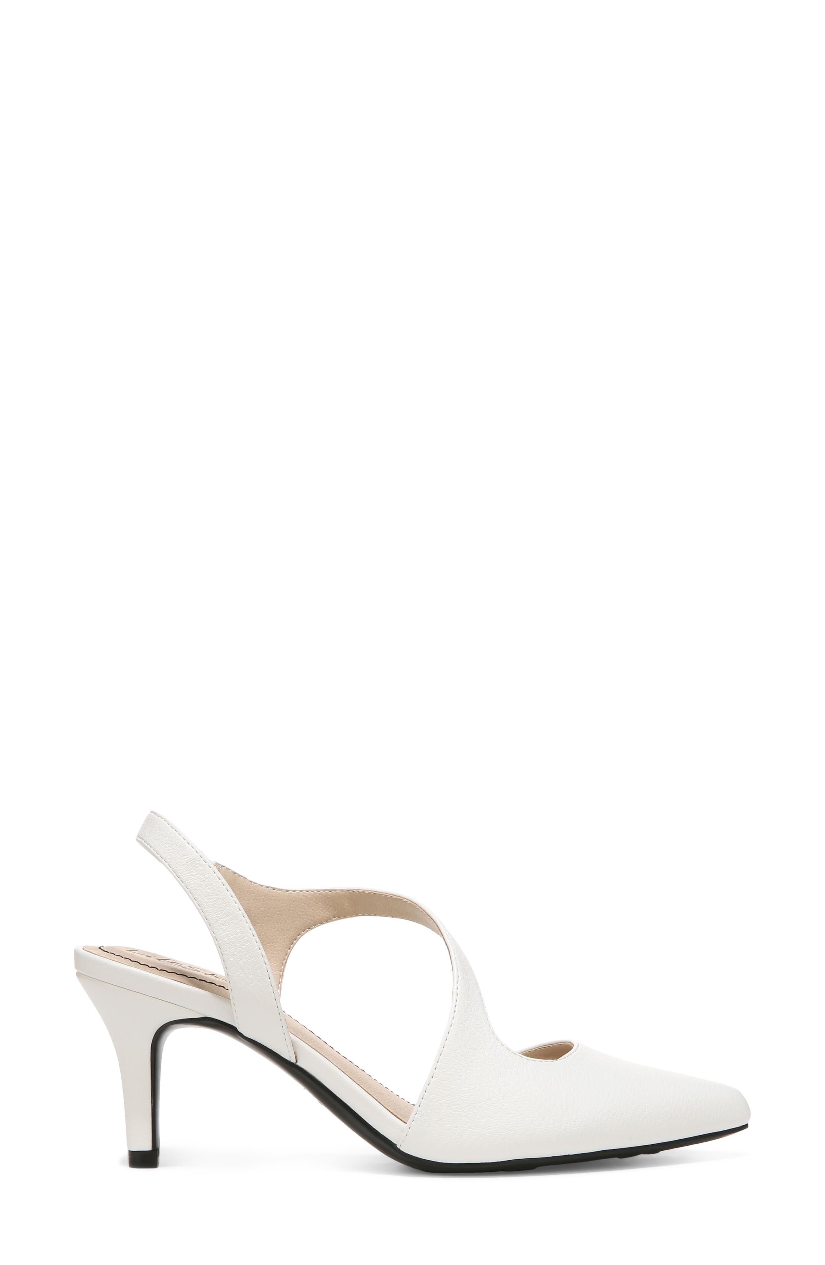 Santorini Asymmetric Pointed Toe Pump, Alternate, color, WHITE