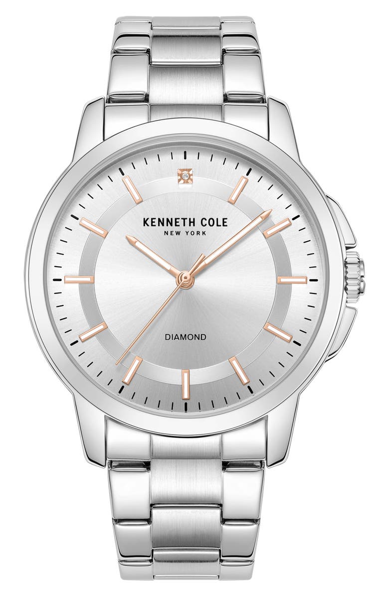 Kenneth Cole New York Diamond Bracelet Watch, 44mm - 005ct., Main, color, Silver