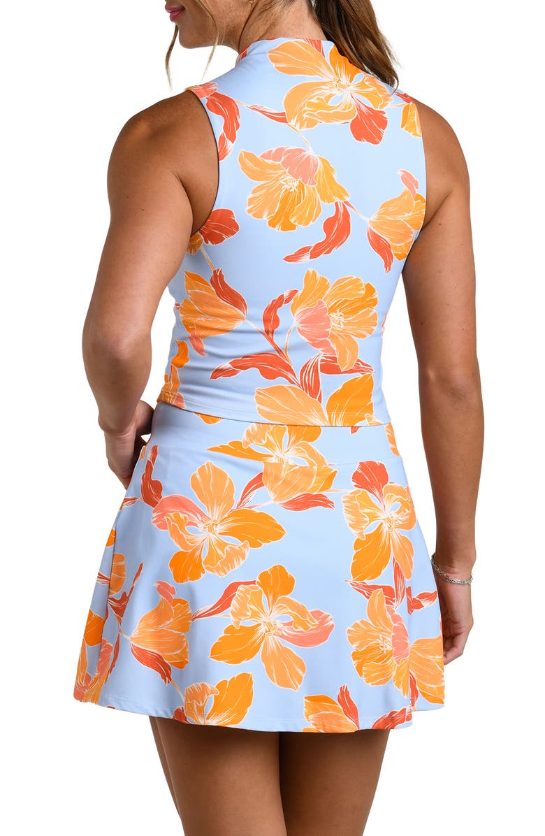 La Blanca Outline Floral Half Zip Performance Tank, Alternate, color, Drift