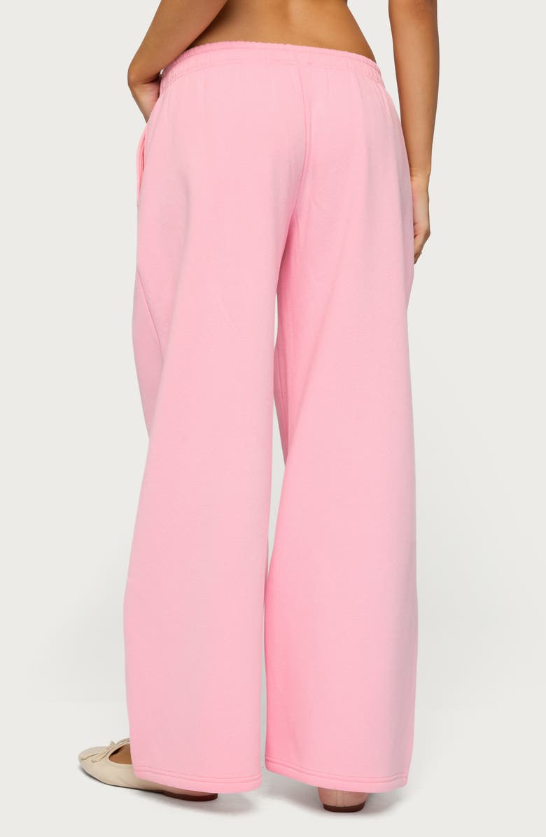 EDIKTED Keychain Embroidery Wide Leg Sweatpants, Alternate, color, Pink