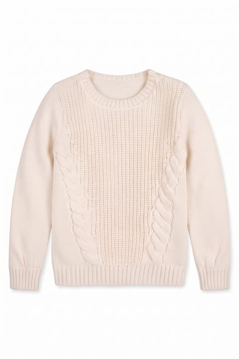 Kids' Organic Bow Detail Cable Sweater