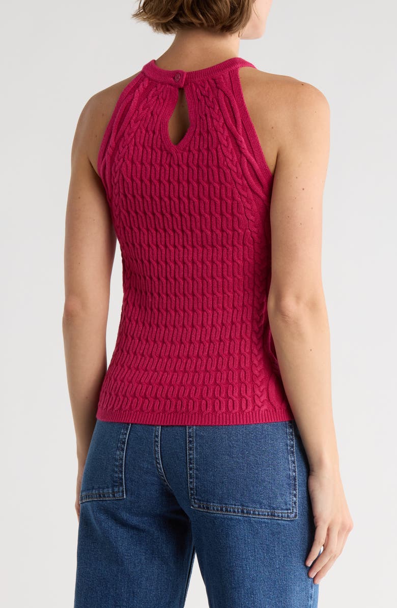 DKNY Jeans Cable Stitch Sleeveless Top, Alternate, color, Wild Berry