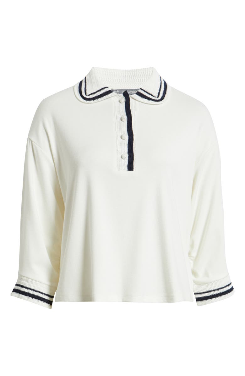 Wit & Wisdom Crochet Stripe Top, Alternate, color, Off White/ Navy