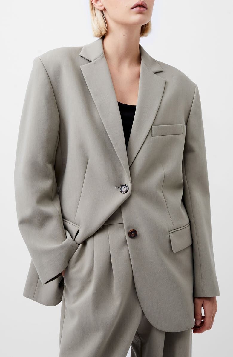French Connection Azra Oversize Twill Blazer, Main, color, Light Olive