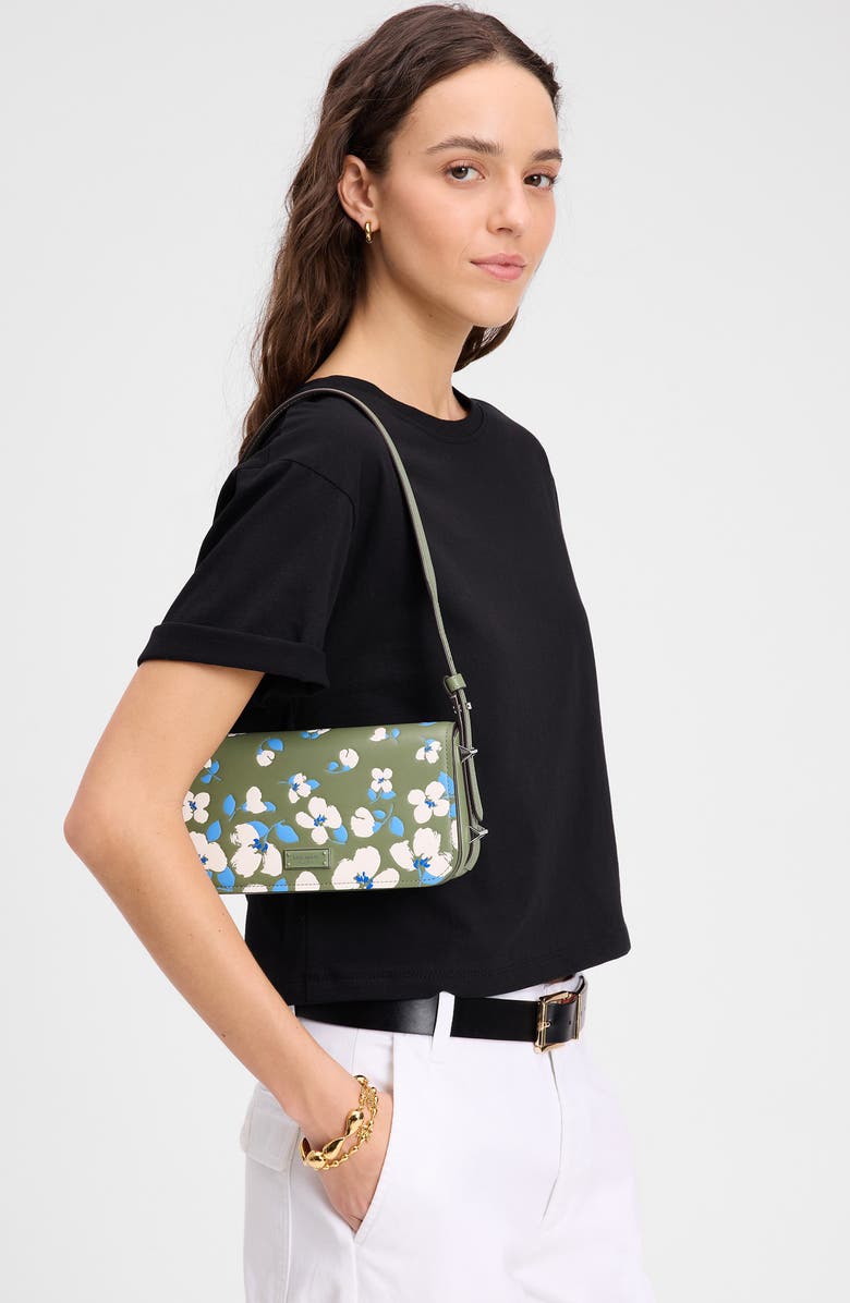 Kate Spade New York liv painterly bouquet embossed leather shoulder bag, Alternate, color,