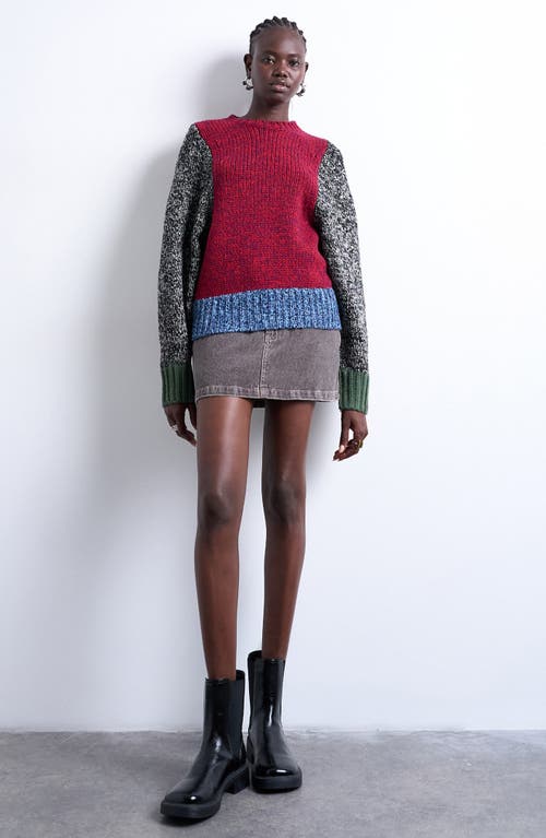 Topshop Colorblock Crewneck Sweater In Multi