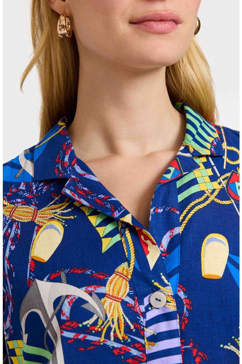Sloane Nautical Print Linen Blend Shirtdress, Alternate, color, NAVY MULTI